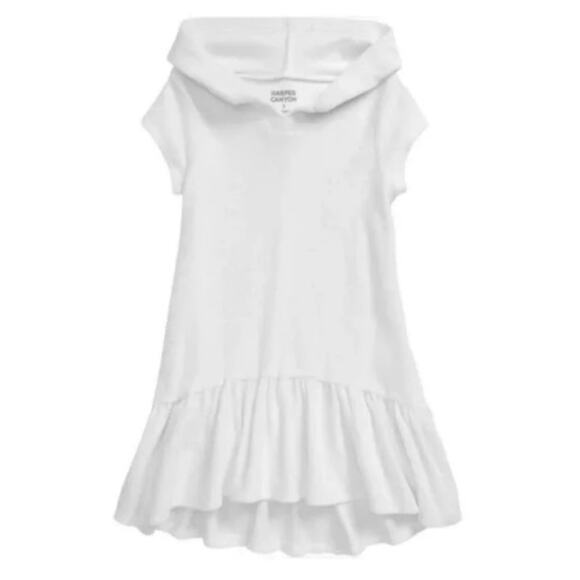 Harper Canyon White Terry Cloth Hooded Ruffle Swim Cover Up - Picture 1 of 5